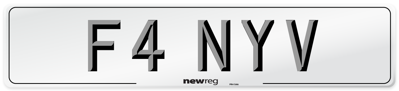 F4 NYV Number Plate from New Reg